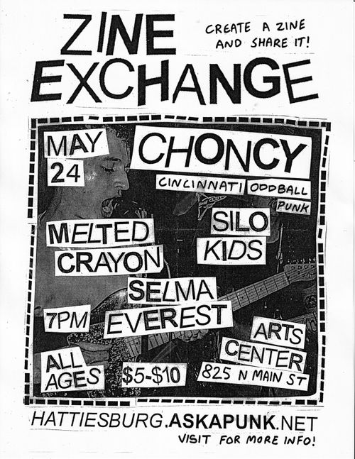 ZINE EXCHANGE - CHONCY (Cincinnati) , MELTED CRAYON, SILO KIDS, SELMA EVEREST