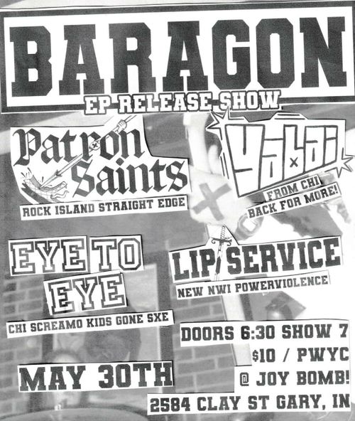 Baragon EP Release w/ Patron Saints, Yabai, Eye to Eye, Lip Service in NWI