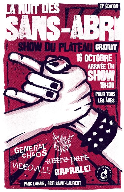Show de la Nuit des sans-abris: General Chaos + Capable! + Autre Part + Scarlet Wives + Videoville