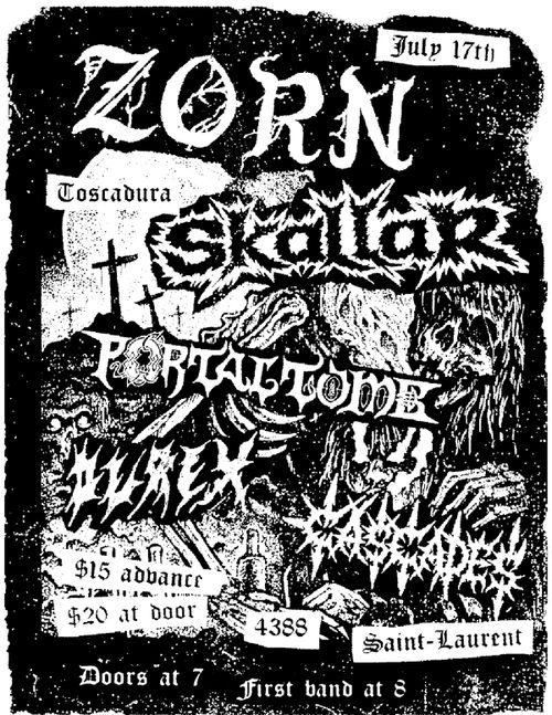 ZORN (Philly), SKALLAR (Baltimore), PORTAL TOMB, DUREX, CASCADES