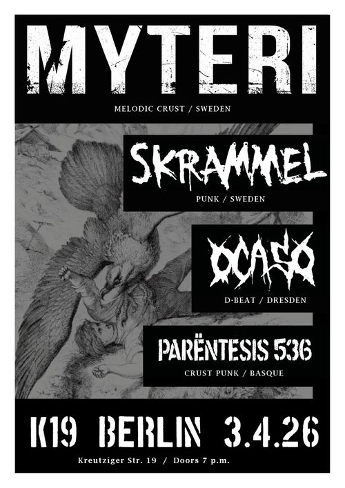 CRUST NIGHT: MYTERI (swe), SKRAMMEL (swe), OCASO (d)