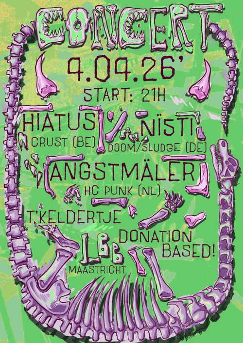Raise The Volume presents: HIATUS (crust, BE) + NÏSTI (doom/sludge, DE) + ANGSTMÄLER (hc punk, NL)