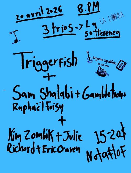 3 trios @ La Sott: Triggerfish / Shalabi+Gambletron+Foisy / Zombik+Richard+Craven