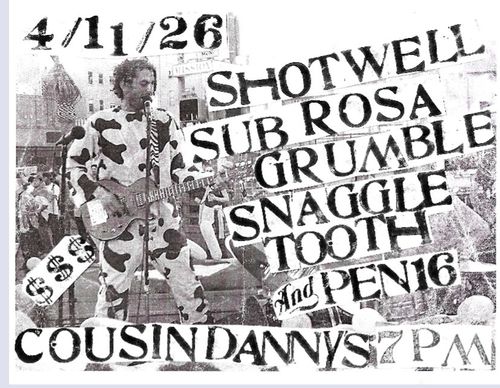 SHOTWELL, SUB ROSA, PEN16, GRUMBLE,  SNAGGLETOOTH