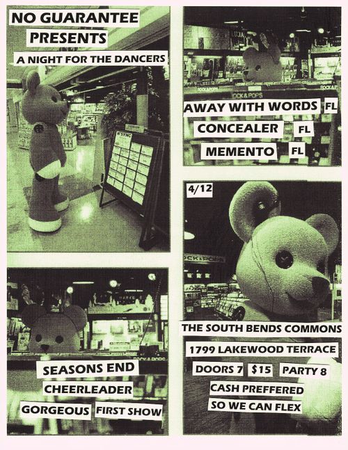 4/12 Away With Words, Concealer, Memento, Seasons End, Cheerleader and Gorgeous (First show ex-combat evolved)